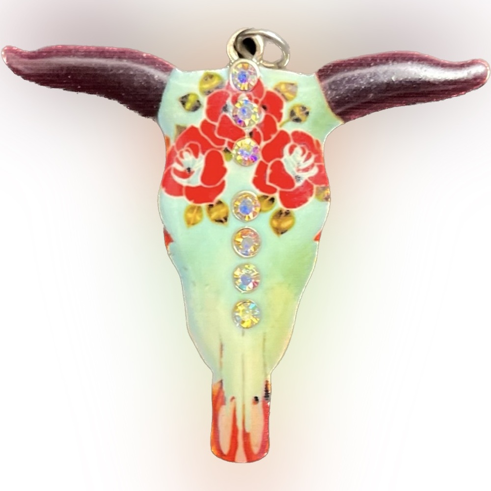 Southwestern steer head pendant with rhinestones